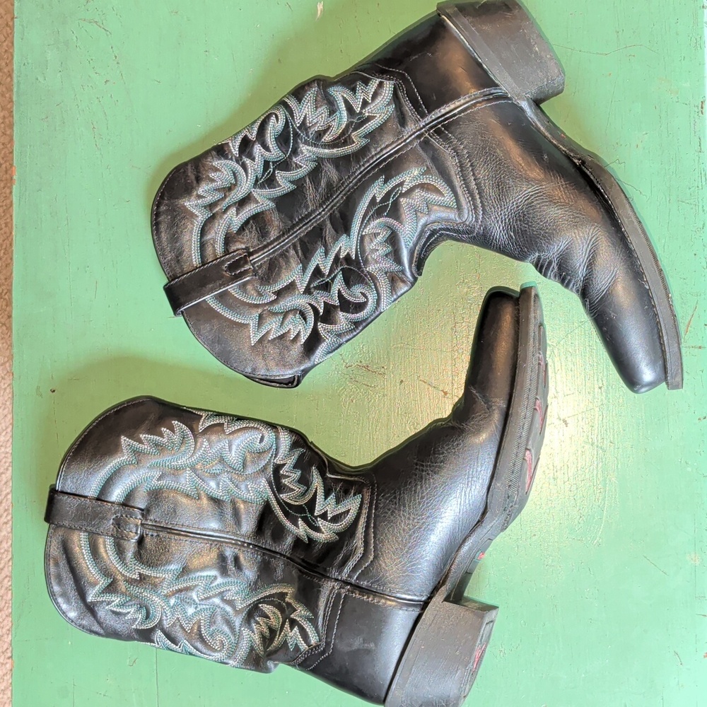 Laredo Bryce 68440 Black Leather Cowboy Western Boots Size 10 D